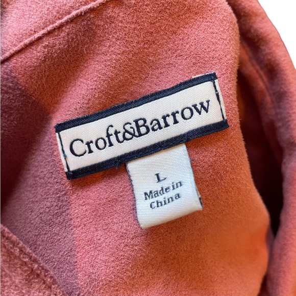 Croft&Barrow Barbie Pink Faux Suede Button Up Long Sleeve Utility Shirt Jacket - Picture 6 of 7